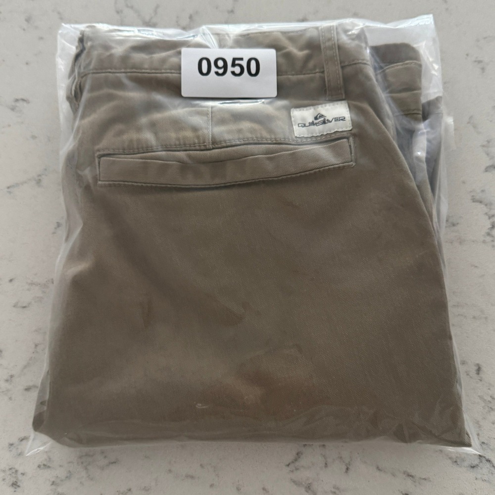 Quiksilver Chino Shorts Mens 32 Khaki Brown Cotton Blend Stretch Flat Front - Picture 10 of 10